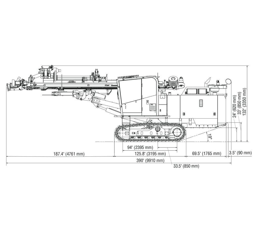 Side view of the HCR1100-ED Tier IV Top Hammer Drills | Rock Drills | Furukawa FRD