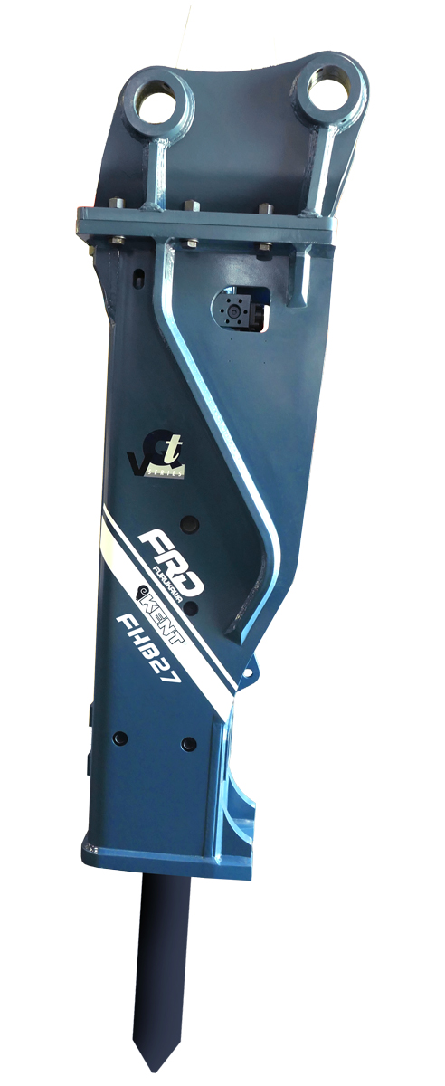 P1100523_FHB27 The FHB27 Qtv is FRD's fifth-generation breaker, with the Quick Switch Valve as standard and the Smart Stroke System as an option; made for excavators in the 21 to 33 ton range, and is a brute among hammers